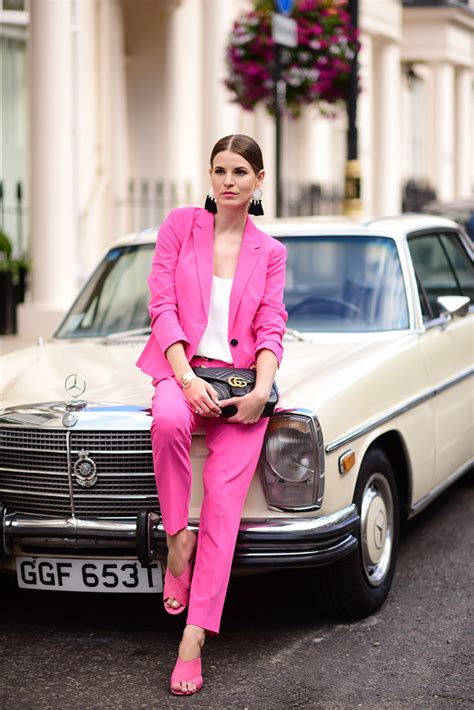 pink leather gucci suit